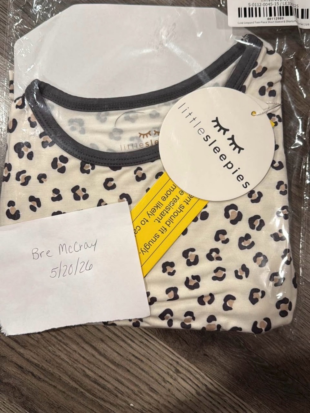 Little Sleepies Cream Leopard Print Pajama Top with Black Trim